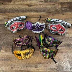 Mardi Gras Masks Venetian Masquerade Cosplay Costume Party Lot Of 7 Sparkly